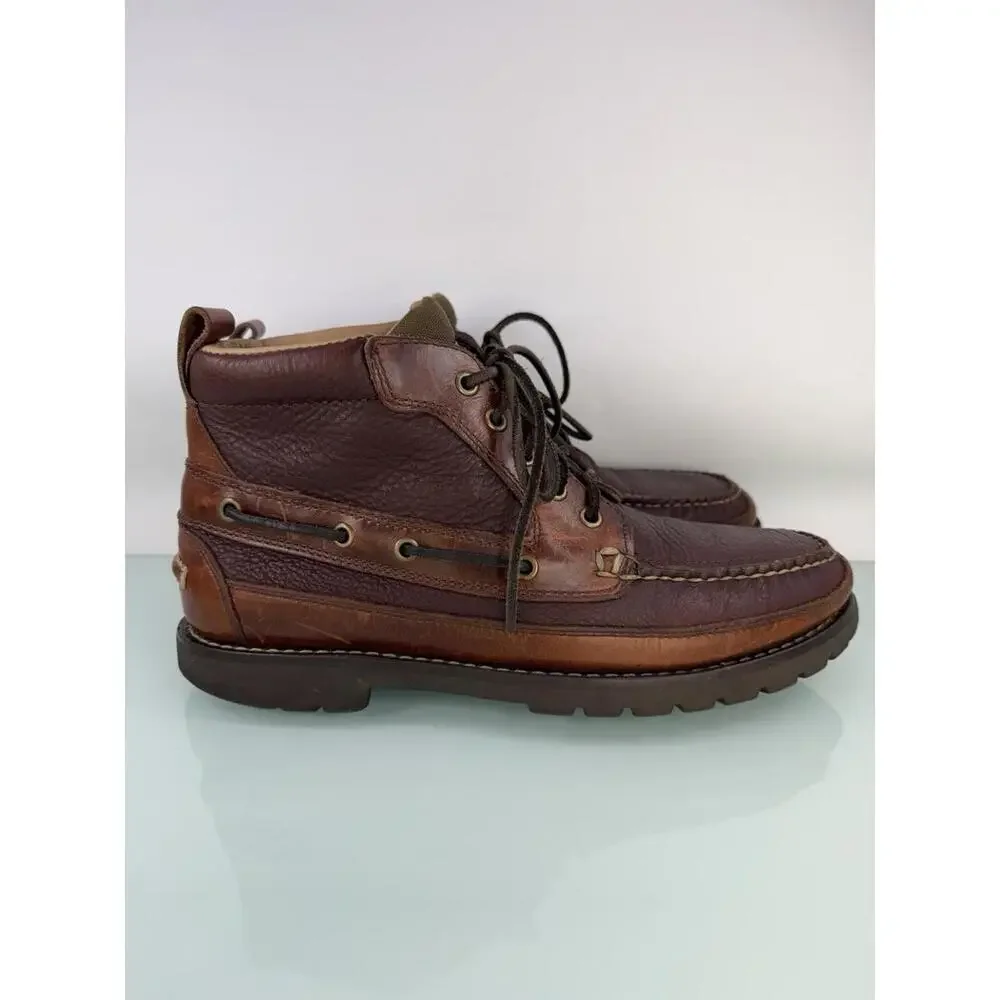 L.L.Bean Allagash Bison Brown Chukka Boots 10 EE Wide Handsewn Moc Toe Lug Sole